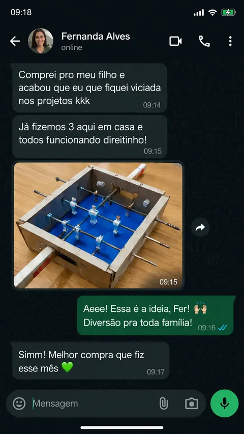 Mensagem de cliente sobre projeto construído